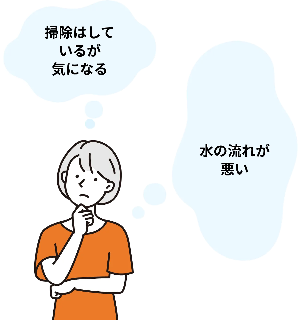 掃除はしているが気になる、水の流れが悪い